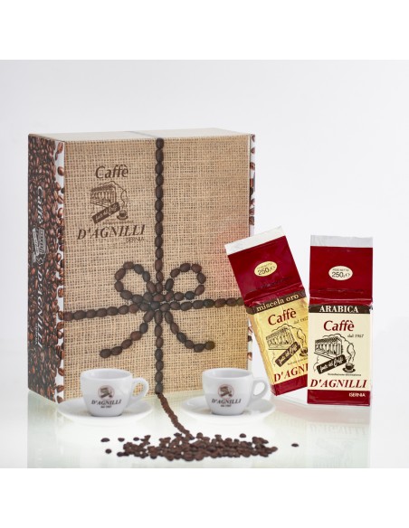 2 Cups + 2 Packages of Caffè Miscela Oro and Arabica 250 gr